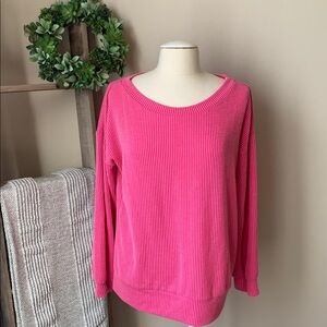 Blumin Pink drop shoulder knit long sleeve top